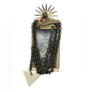 Steampunk Vintage Style Brooch with Chains Star Map